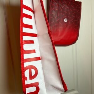 Lululemon Red & White Reusable Shopping Bags Set Of 2 Large & Small EUC